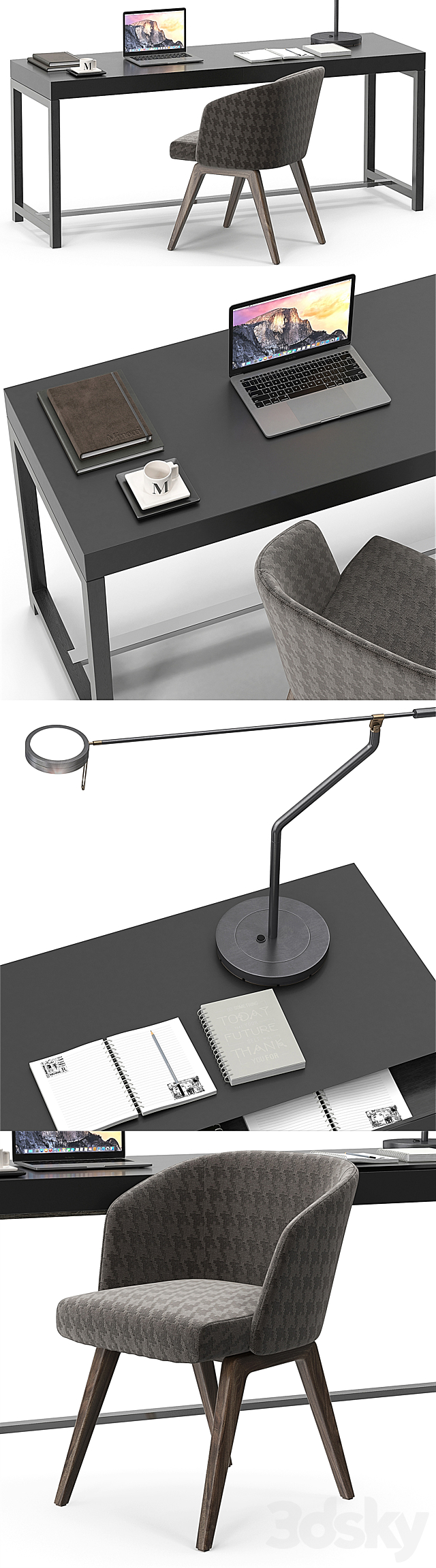Minotti Fulton desk set 3d