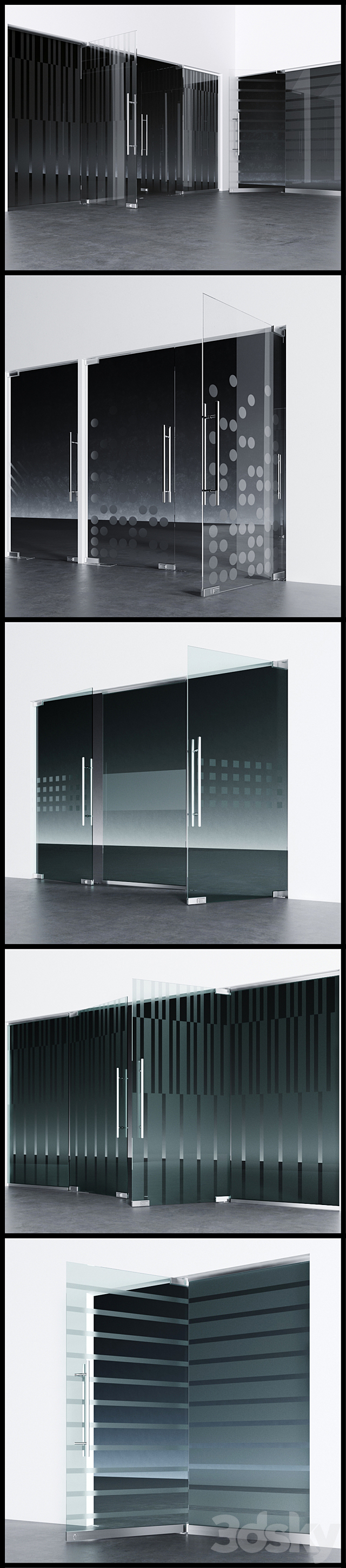Swinging pendulum glass doors for office and home 2 _ corona - vray 3d