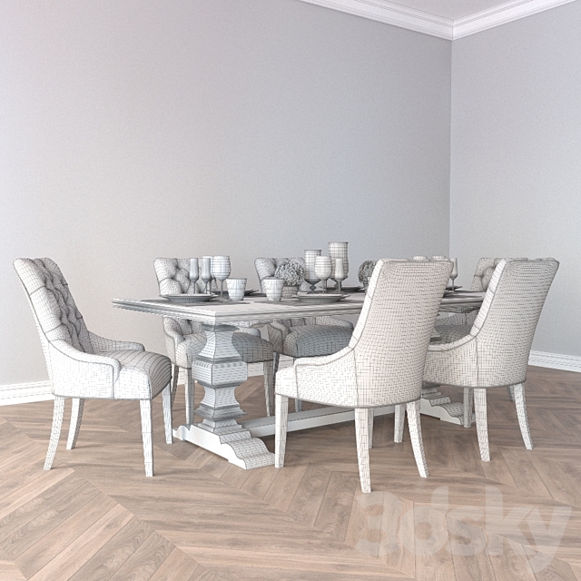 Hooker Furniture Archivist Trestle Table 3d