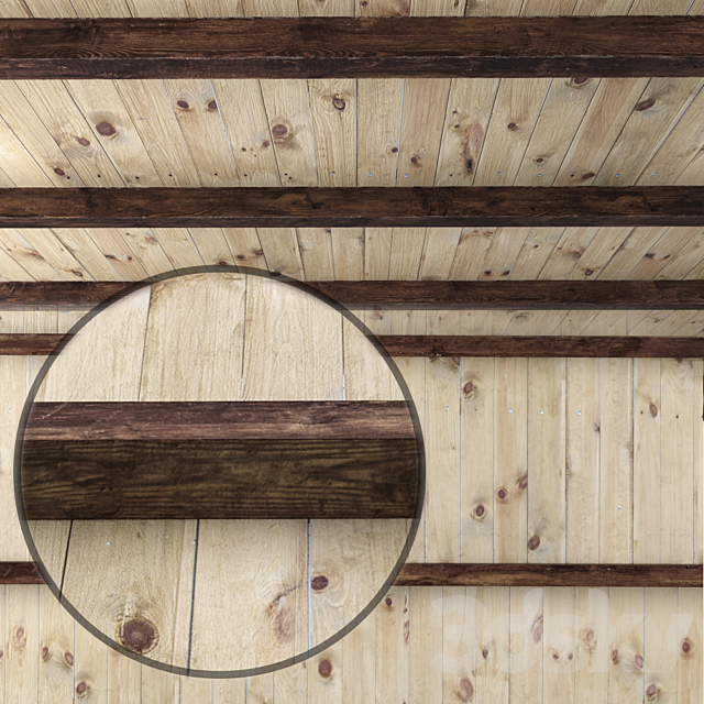 Wooden ceiling with beams. 3DSMax File - thumbnail 1