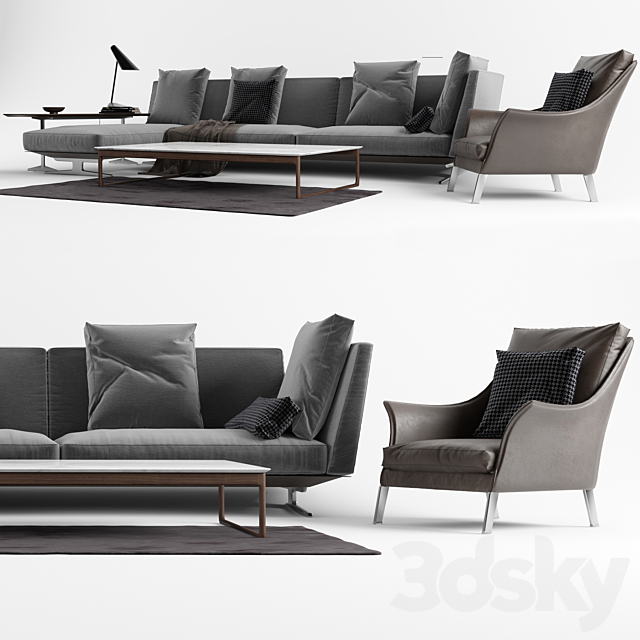 Flexform Set 02 Evergreen Sofa 3d