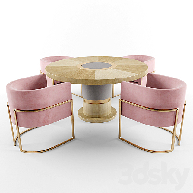 Julius chairs and Lune table 3d