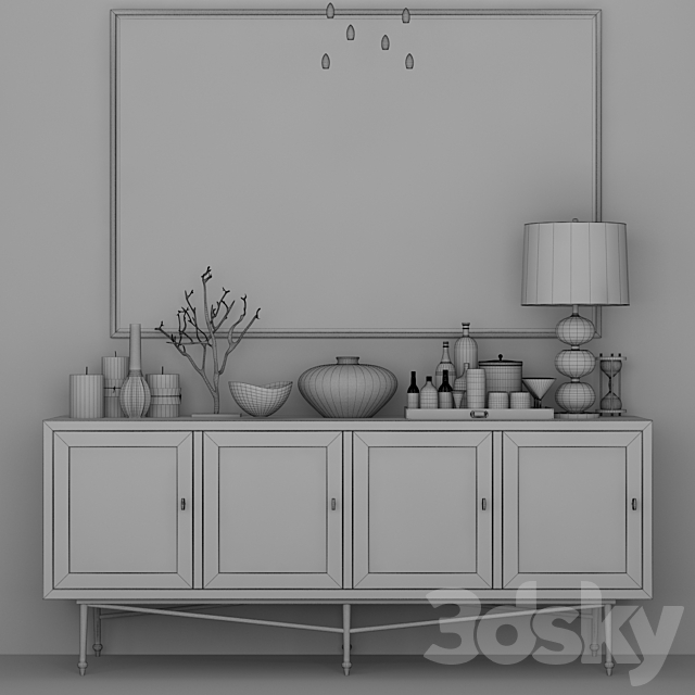 Designer chest of drawers with alcohol and lamps 3DSMax File - thumbnail 2