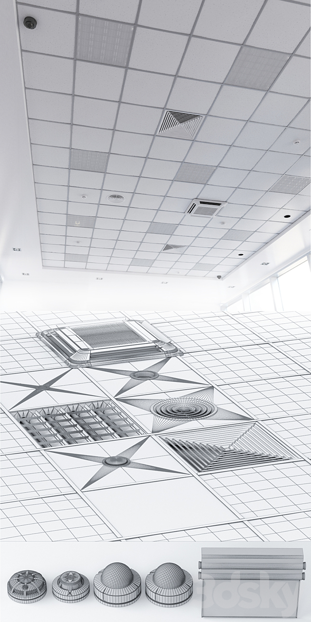 Armstrong ceiling system with a set of elements. 3DSMax File - thumbnail 3