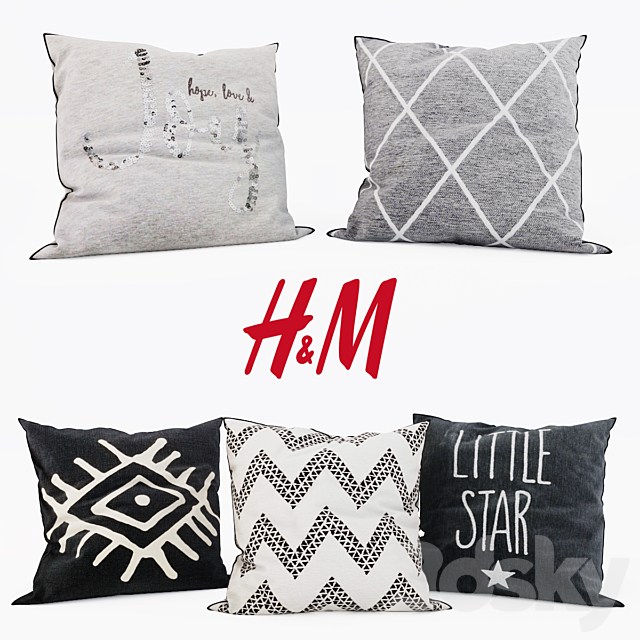 H & M Home – Decorative Pillows set 9 3DSMax File - thumbnail 1