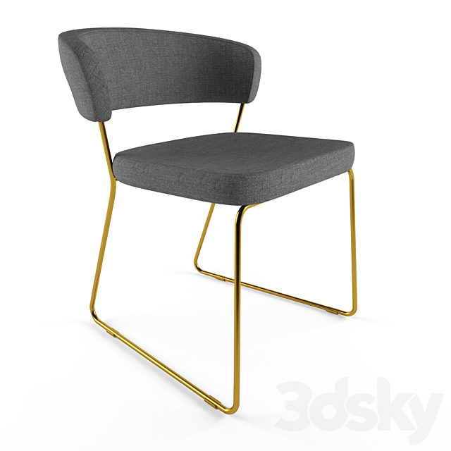 Ashland - Modern Gray & Rosegold Dining Chair 3d