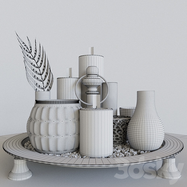 Collection of candles and candlesticks 3d