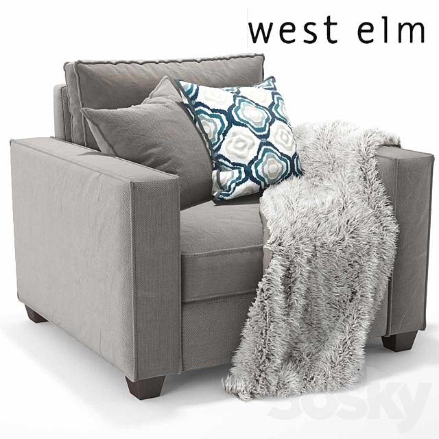 West elm armchair 01 3DSMax File - thumbnail 1