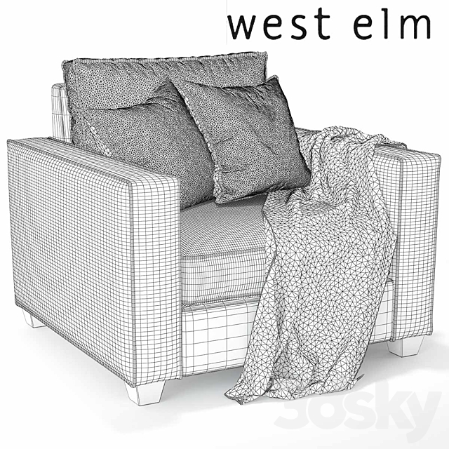 West elm armchair 01 3DSMax File - thumbnail 2