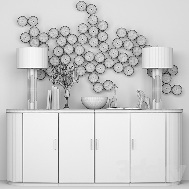 Luxury chest of drawers with lamps and decor. panel 3DSMax File - thumbnail 2