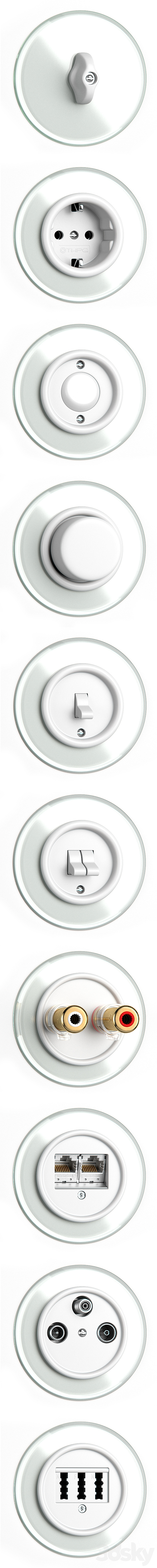 Switches and sockets THPG Duroplast Glass Covering 3d