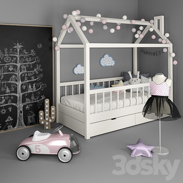 Bed “house” with a set of accessories for a nursery 2 3DSMax File - thumbnail 1