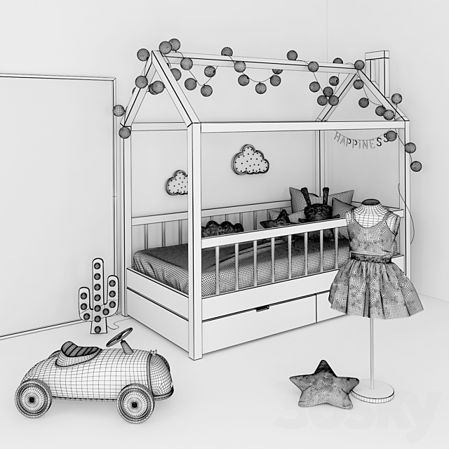 Bed “house” with a set of accessories for a nursery 2 3DSMax File - thumbnail 3