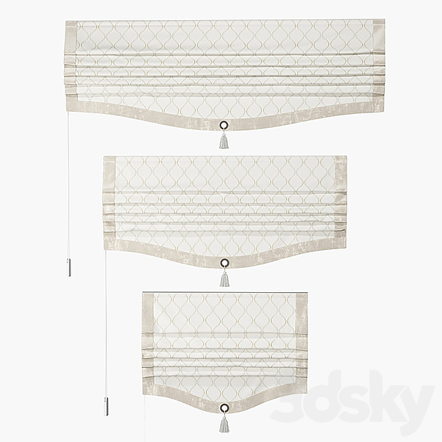 A set of Roman curtains ARISSA (beige velvet pacific) 3DSMax File - thumbnail 1