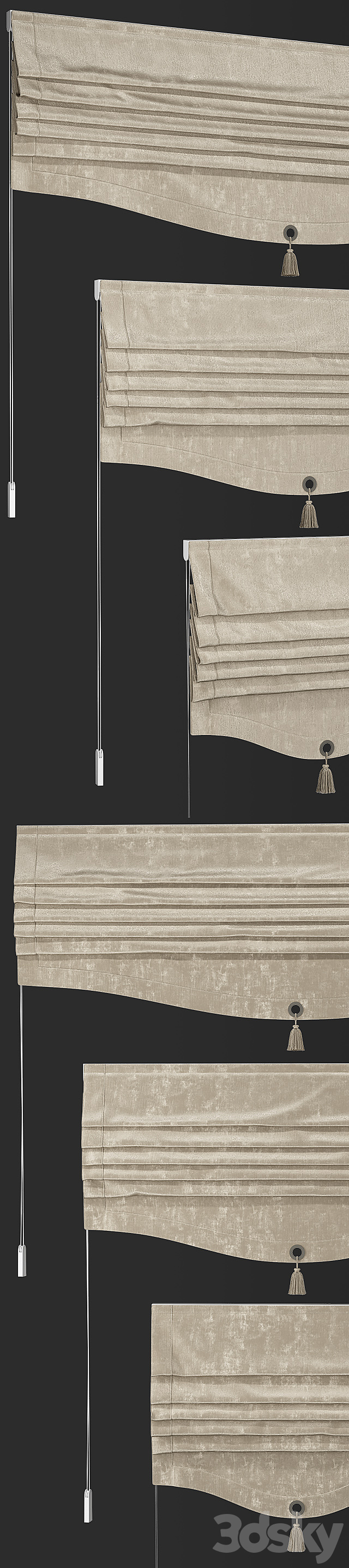 A set of Roman curtains ARISSA (sand velvet) 3DSMax File - thumbnail 2