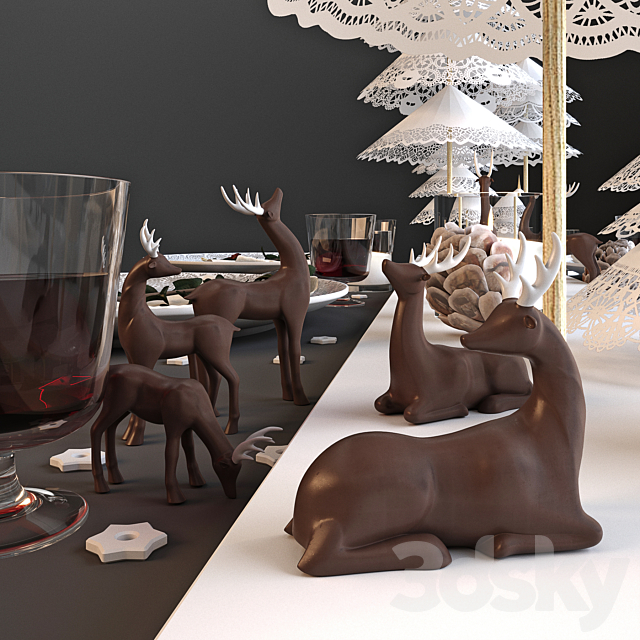 New Year Serving Deer 3d