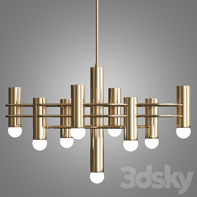 Brass indinana chandelier 3DSMax File - thumbnail 1