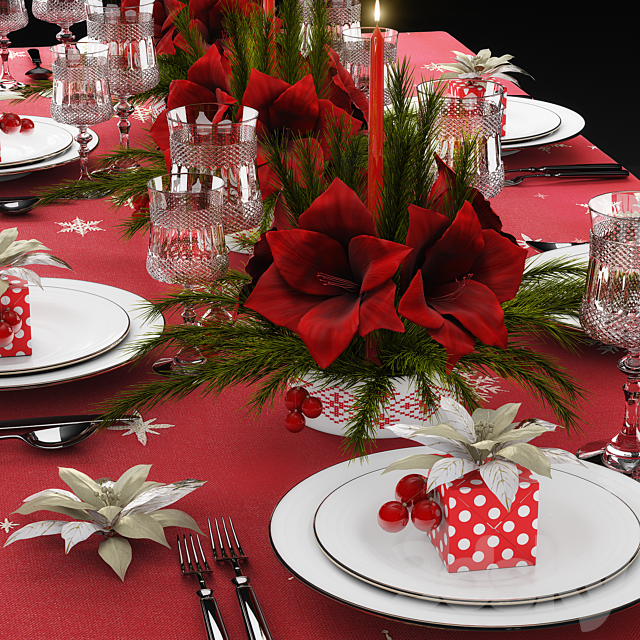 Christmas Tableware 3DS Max Model - thumbnail 2