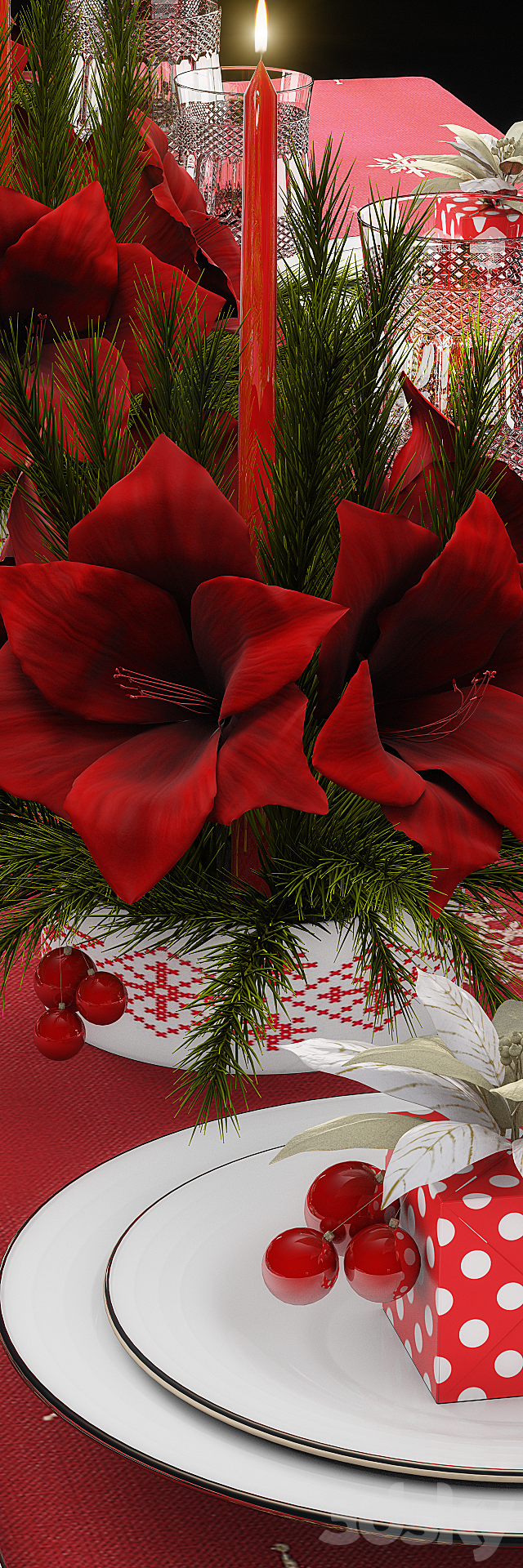 Christmas Tableware 3DS Max Model - thumbnail 3