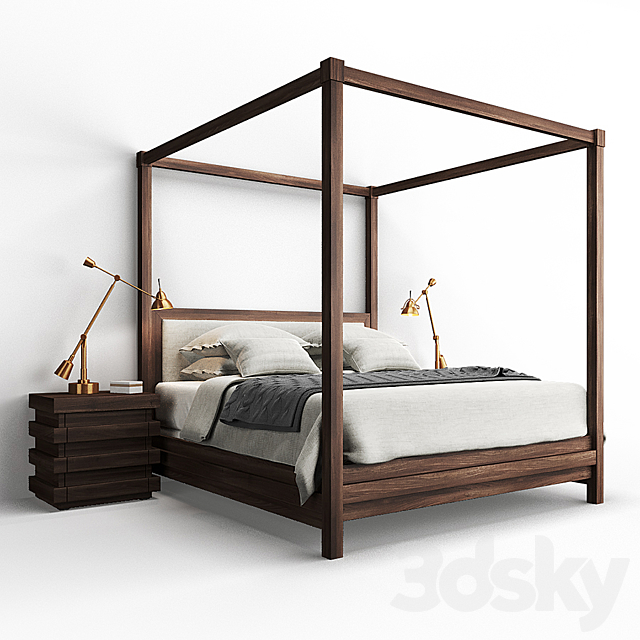 Restoration Hardware STACKED Bed and Nightstand 3DSMax File - thumbnail 1