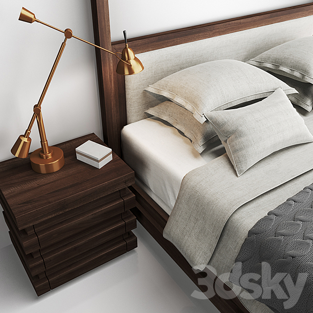 Restoration Hardware STACKED Bed and Nightstand 3DSMax File - thumbnail 2