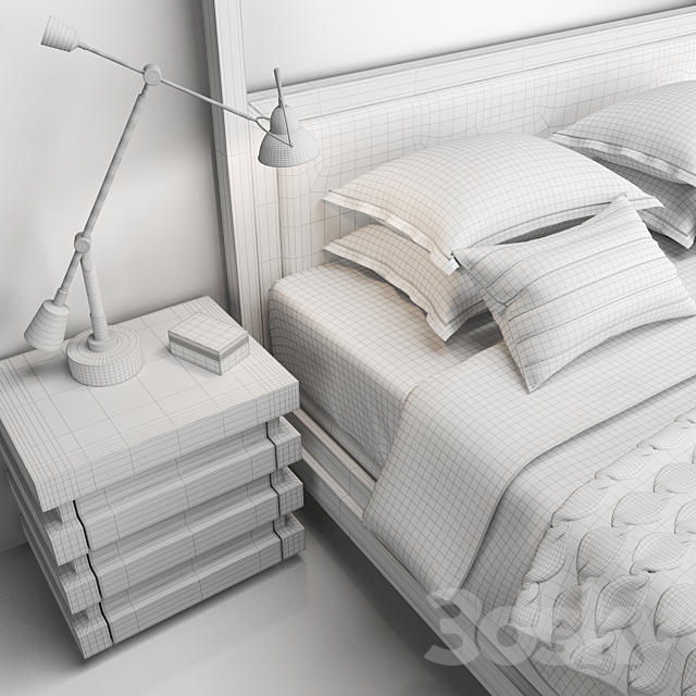 Restoration Hardware STACKED Bed and Nightstand 3DSMax File - thumbnail 3