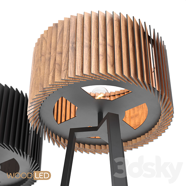 Floor lamp Rotor Woodled 3d
