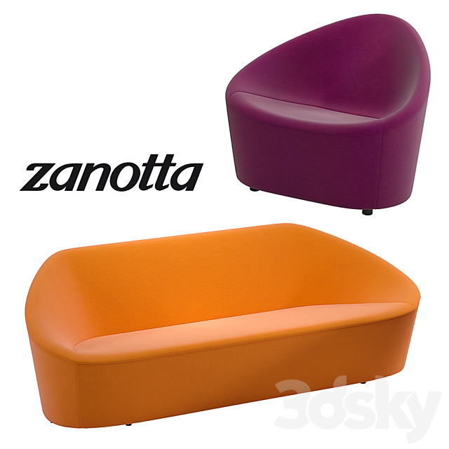 Zanotta Club 1010 sofa & armchair 3DSMax File - thumbnail 1