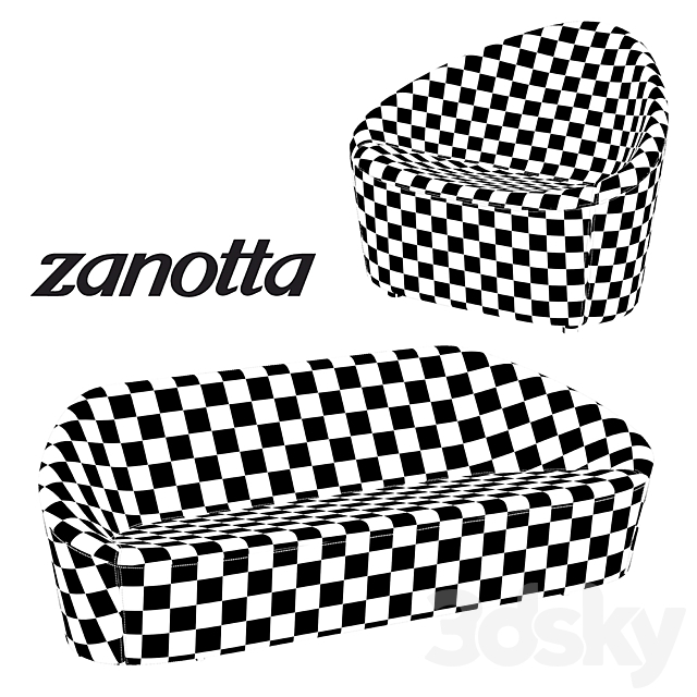 Zanotta Club 1010 sofa & armchair 3DSMax File - thumbnail 2