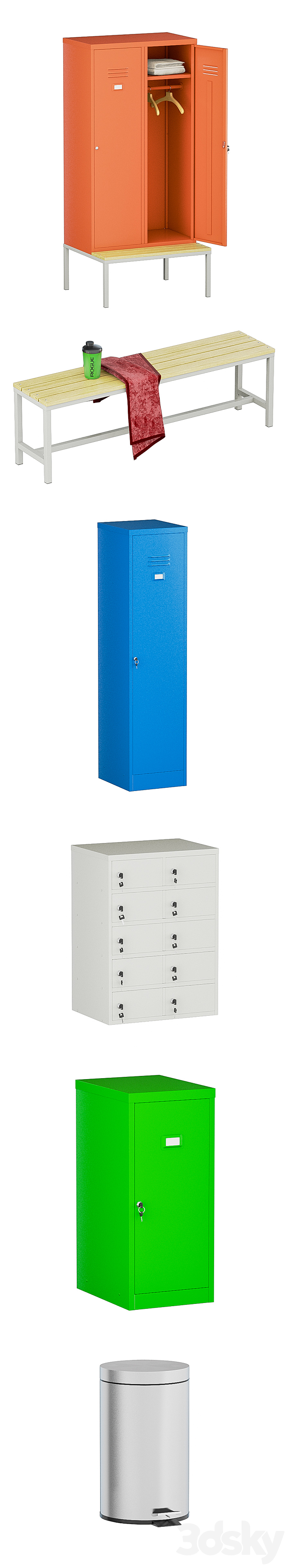 Locker room set 3d