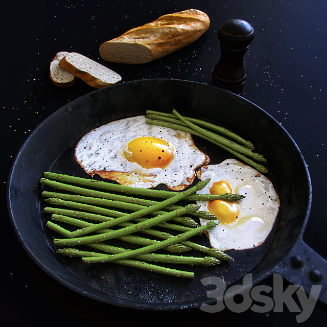 Scrambled eggs with asparagus 3DSMax File - thumbnail 1