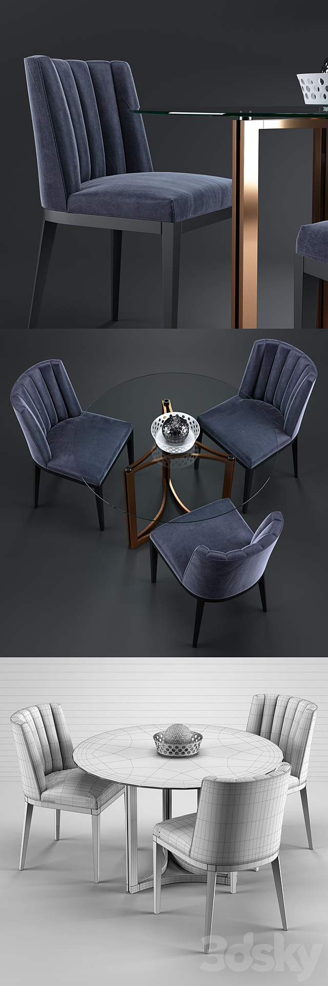 Bespoke Dining Chair 418 _ Cino Dining Table 3DSMax File - thumbnail 2