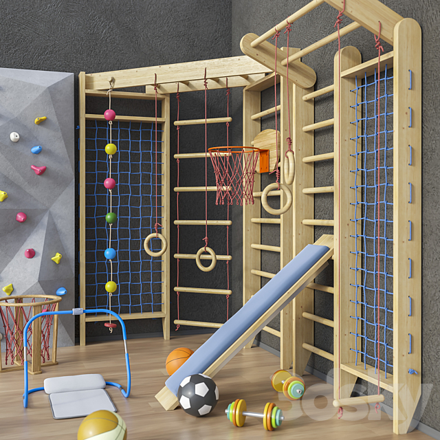 Sports furniture and equipment set 1 3d