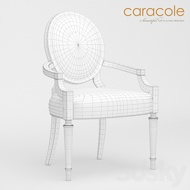 Dining chair with armrests Chit-chat TRA-ARMCHA-006 Caracole 3DSMax File - thumbnail 2