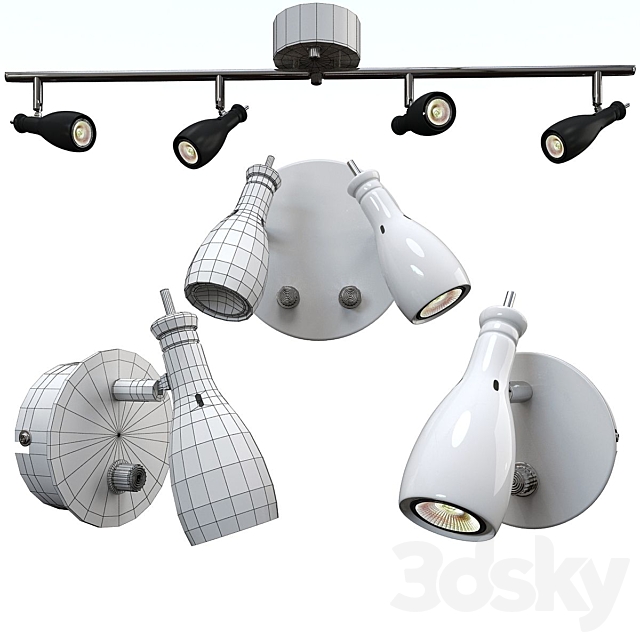 Model LAMMHULT. wall and ceiling light from MARKSLÖJD. Sweden. 3d