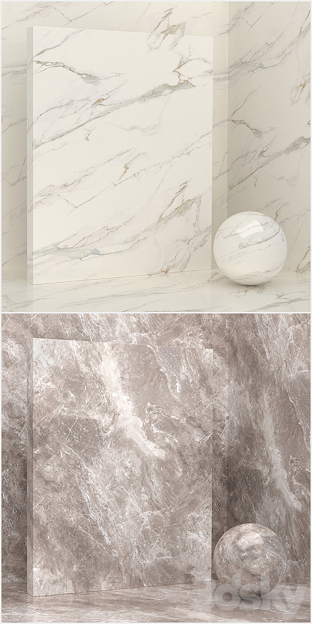 4 materials (seamless) - stone. plaster - set 7 3d