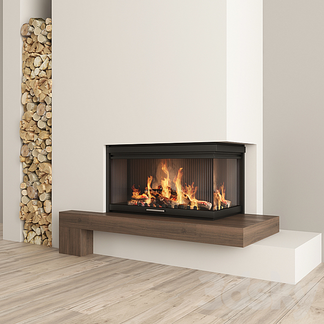 Fireplace and firewood2 3DSMax File - thumbnail 1