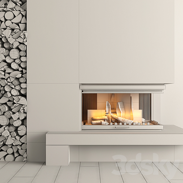 Fireplace and firewood2 3DSMax File - thumbnail 3