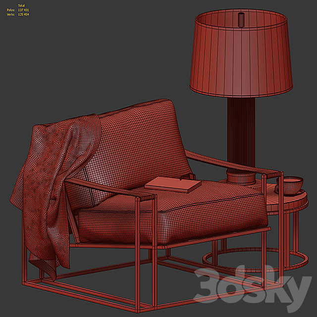 Milo Baughman Model # 1233 Thayer Coggin Chair set 3DSMax File - thumbnail 3