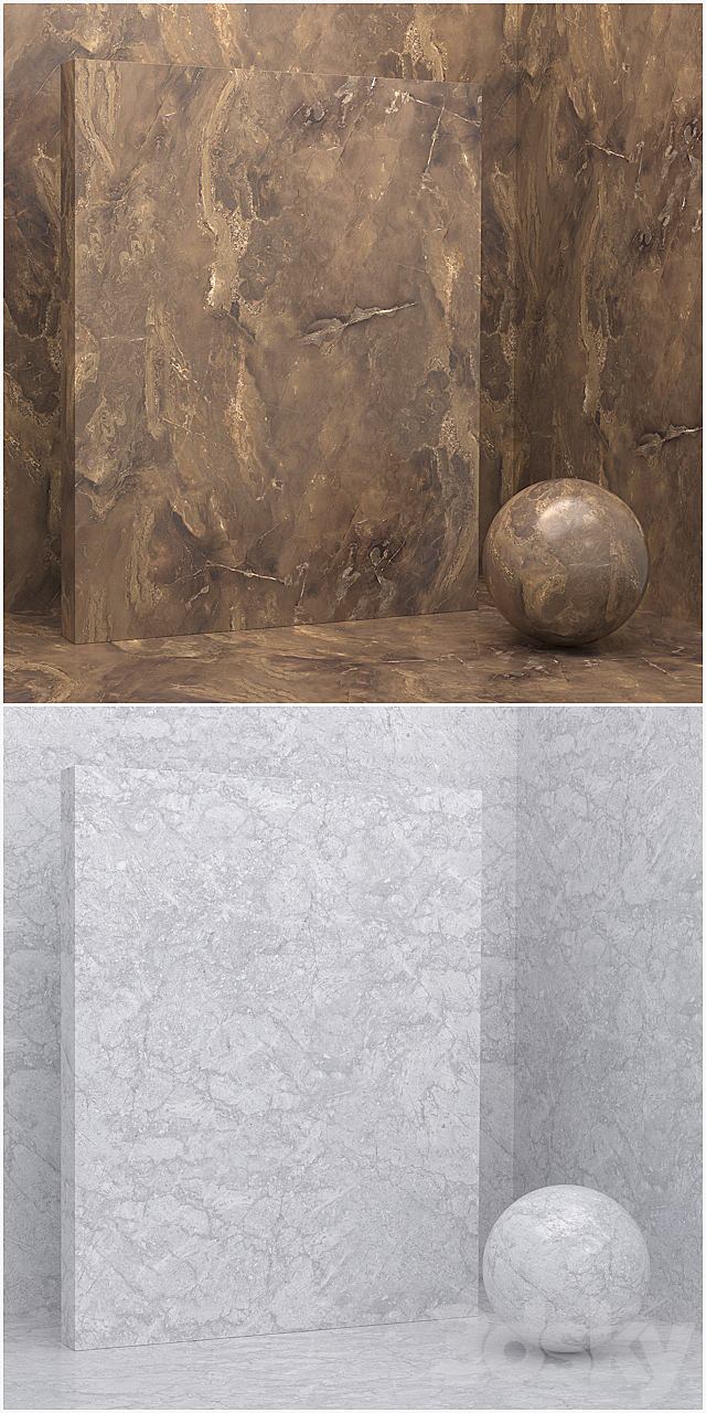 4 materials (seamless) - stone. plaster - set 10 3d