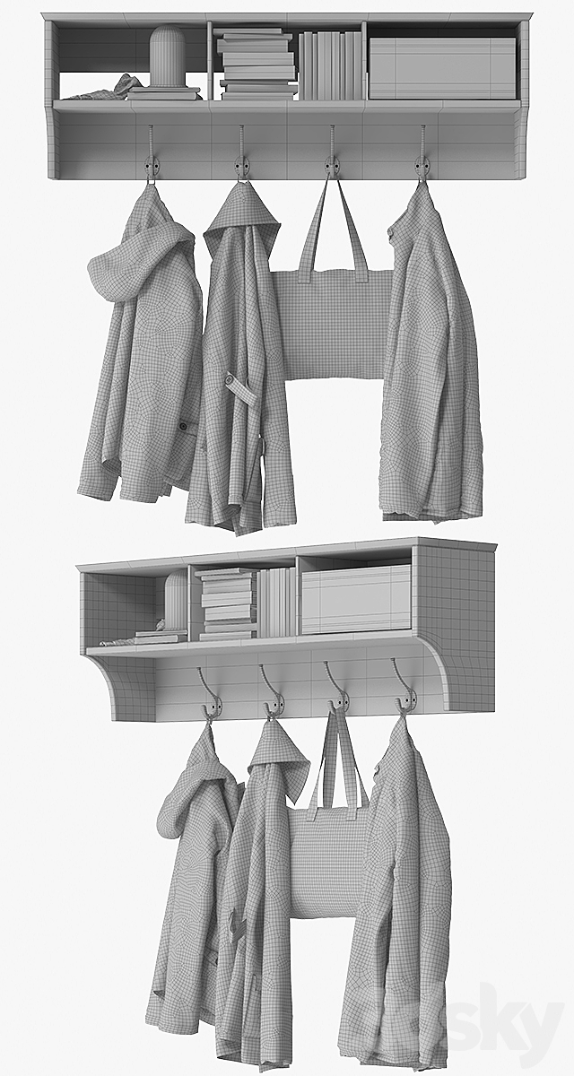 Wall Shelf With Clothes 3DSMax File - thumbnail 3