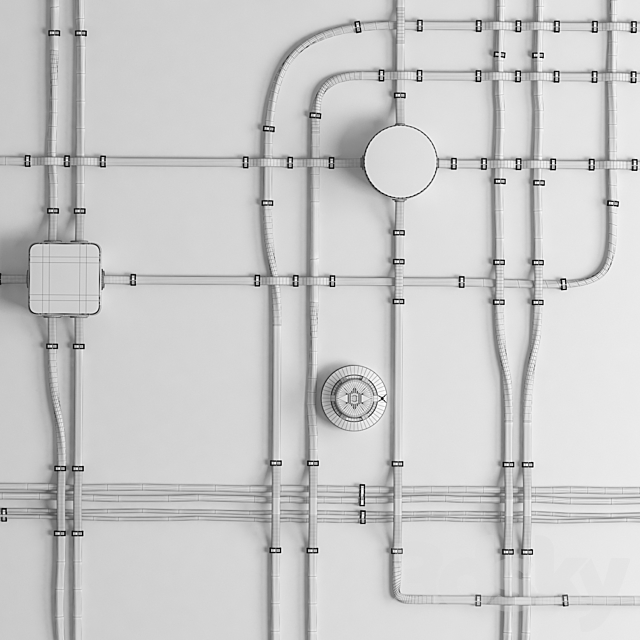 A set of wires for electrical wiring. 3d