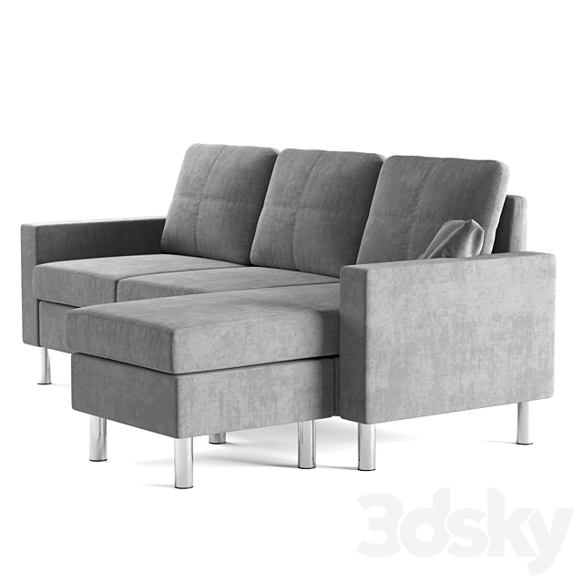 Modern Reversible Small Microfiber Sectional 3d