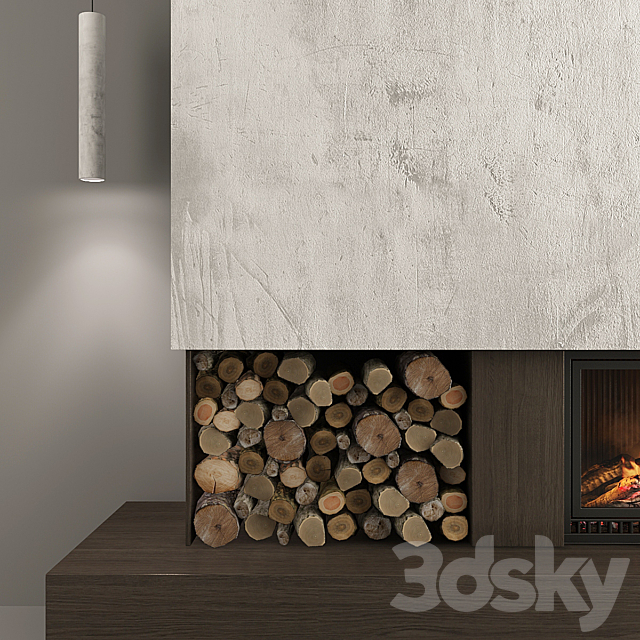 Fireplace and firewood4 3d
