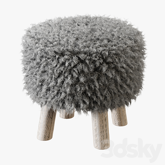 Luxury Gotland sheepskin stool 3DSMax File - thumbnail 1