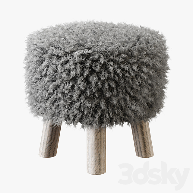 Luxury Gotland sheepskin stool 3DSMax File - thumbnail 2