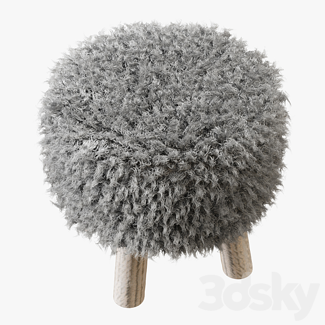 Luxury Gotland sheepskin stool 3DSMax File - thumbnail 3