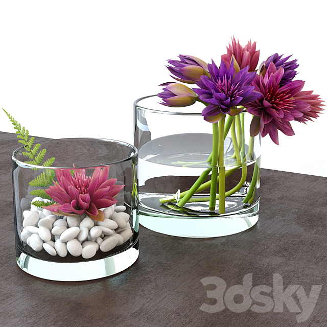 Flower arrangement in a glass vase 3DSMax File - thumbnail 1