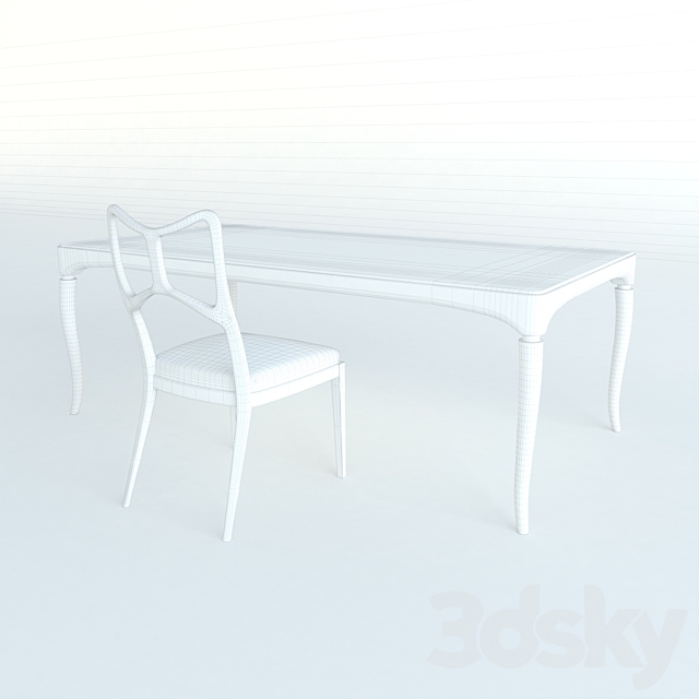 Table with a chair 3d