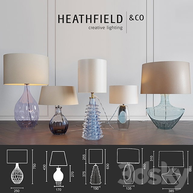 Heathfield & Co_Table Lamps_BLUE_Set 3 3DSMax File - thumbnail 1